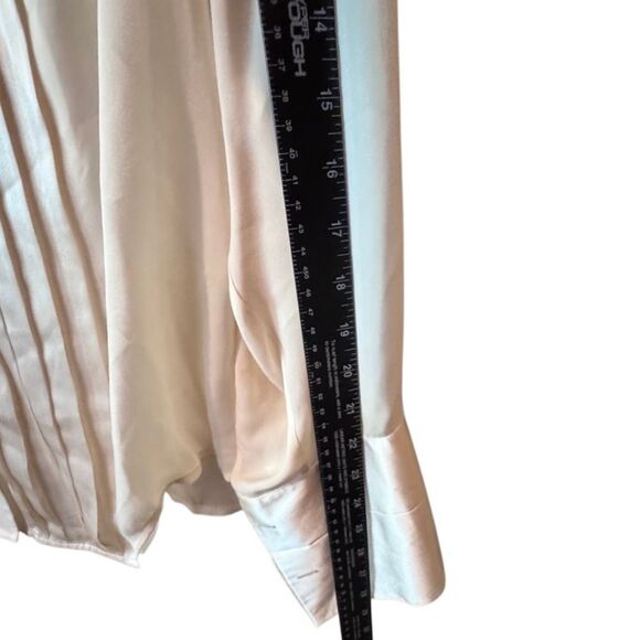 INC- Women’s Cream Button Down 100% Silk Pintuck French Cuff Blouse, Plus 18W - Picture 9 of 11